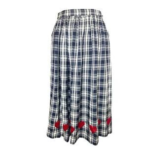 Vtg The Eagles Eye Primitive Plaid Embroidered Heart Skirt XL Valentine‎ Country